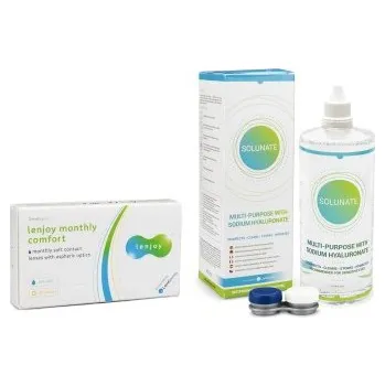 Kontaktní čočky Měsíční kontaktní čočky Lenjoy Monthly Comfort (6 čoček) + Solunate Multi-Purpose 400 ml s pouzdrem Lenjoy kontaktní čočky
