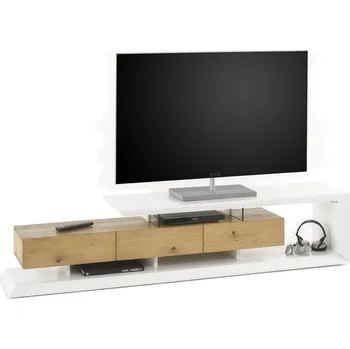Televizní stolek Televizní stolek EMELA (Bílá + Dub)