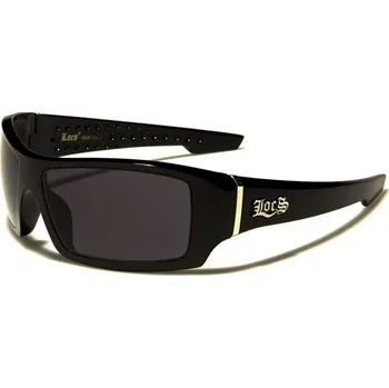 LOCS Gangsta obdélníkové sluneční brýle Černé Lesklé Olympic eyewear LOC9054-BK