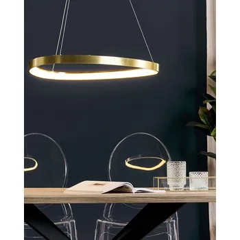 Závěsná lampa zlatá kovová integrované LED světlo moderní kulatý design elegantní osvětlení Beliani