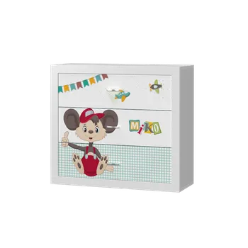 Dětská skříň Komoda FILIP s motivem MYŠÁK MICKEY (Bílá)