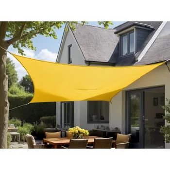 Krycí plachta HEDVA ČESKÝ BROKÁT Stínící plachta ČTVEREC/OBDÉLNÍK Ulsedan (volitelné rozměry) - 80021 žlutá Velikost: 130x130 cm, s HF úpravou, Způsob uchycení: s kroužky v rozích (4ks)