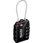 Lankový zámek Basi 6100-0625 s 4 číselnou kombinací | kabelový zámek TSA | černá