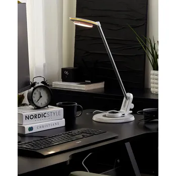 Osvětlení Stolní LED lampa stříbrná stolní osvětlení lampa na čtení k počítači Nastavitelné rameno Stmívač Změna barevné teploty světla USB port Beliani