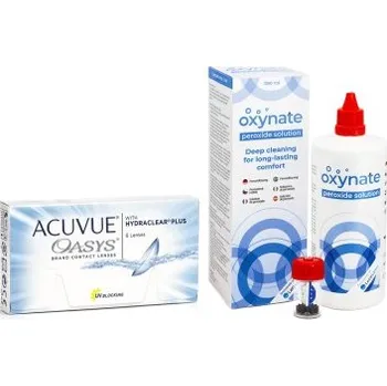 Kontaktní čočky 2týdenní kontaktní čočky Acuvue Oasys (6 čoček) + Oxynate Peroxide 380 ml s pouzdrem Acuvue
