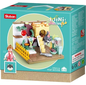 Stavebnice Sluban SLUBAN Mini Handcraft Domeček pro kočičku 115 dílků + 1 figurka STAVEBNICE