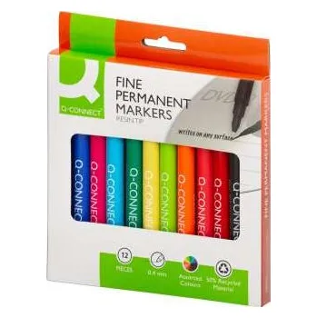 Permanentní popisovač Q-Connect - tenké tělo, kulatý hrot, sada 12 barev