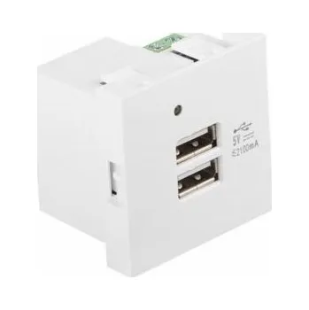 LANBERG AC 45x45 socket 230V 5V 2xUSB 2.1A white