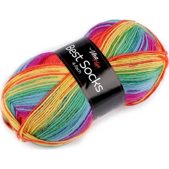 Příze Pletací příze Best Socks samovzorovací / ponožkovka 100 g, barva 18 (7074) multikolor