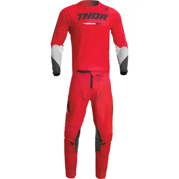 Moto dres A Dětský motokrosový/MTB komplet THOR PULSE RACEWEAR TACTIC červená vel. 26+L (dětské motocrossové/mx oblečení)