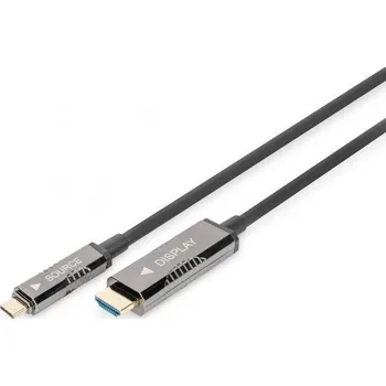 Video kabel DIGITUS Adaptér HDMI 2.0,optický HDMI vidlice,USB C vidlice 15m