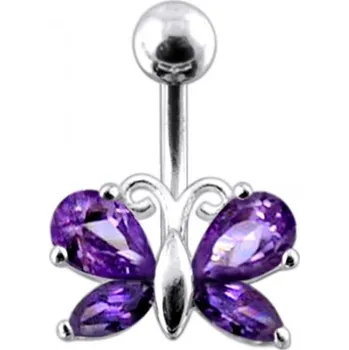 Šperk Šperky4U Stříbrný piercing do pupíku - motýlek - BP01207-A