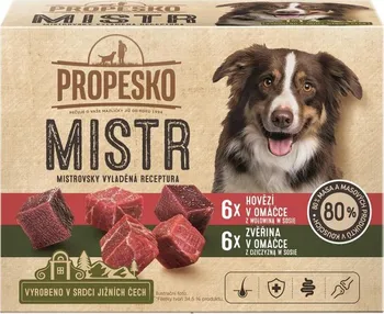 Krmivo pro psa Propesko Dog Mistr hovězí/zvěřina 12x 85 g