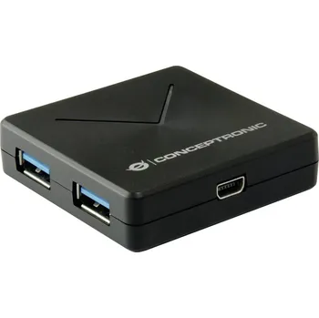 USB hub Conceptronic HUBBIES02B 4 porty USB 3.0 hub černá