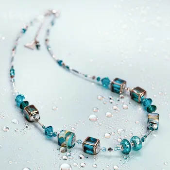 Náhrdelník Lampglas Náhrdelník Frost Gleam s 24karátovým zlatem a ryzím stříbrem v perlách Lampglas