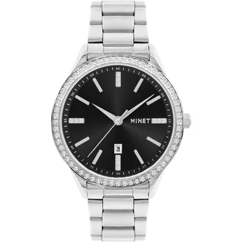 Hodinky MINET Stříbrno-černé dámské hodinky Avenue MWL5316