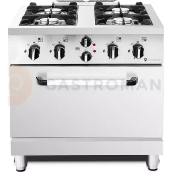 Sporák Plynový sporák s elektrickou troubou, 4-hořáková, 32,4 kW, 800x700x830 mm | RESTO QUALITY, RQ40360 4EO