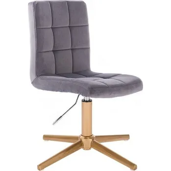 LuxuryForm DESIGN Kosmetická židle TOLEDO VELUR na zlatém kříži - tmavě šedá