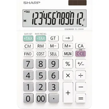 Kancelářská technika Sharp EL-334W stolní kalkulačka, displej (počet míst) 12, na baterii, solární napájení, bílá