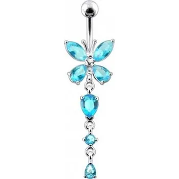 Piercing Šperky4U Stříbrný piercing do pupíku - motýlek - BP01142-Q