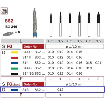 Sklenice Diaswiss 862 short, 6ks/balení - 012 mm