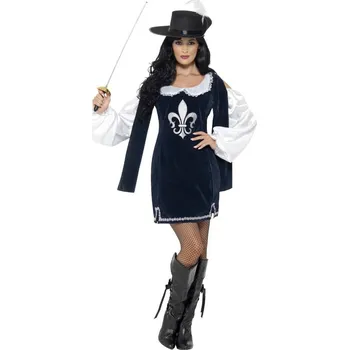 Karnevalový kostým Dámský kostým černá mušketýrka - Velikost S 36-38