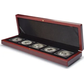 Obal pro sběratelský předmět Leuchtturm - Mahagonová etuje pro 5 kapslí Quadrum