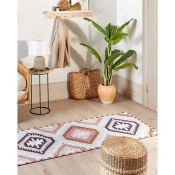 Koberec Koberec vícebarevný bavlna 80 x 300 cm běhoun na chodbu do kuchyně geometrický vzor dlouhý koberec Beliani