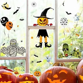 Karnevalový doplněk Halloweenské samolepky na okno - 8 listů