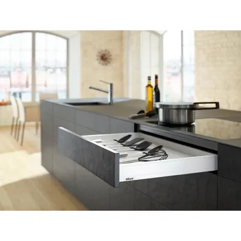 Nábytkové kování BLUM Zásuvka Legrabox, délka 270 mm, nosnost 40 kg - barva bílá Výška zásuvky [mm]: Výška zad "M"