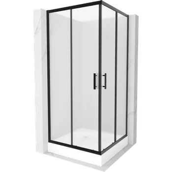 Mexen Rio čtvercový sprchový kout 90 x 90 cm, mrazivý, černý + vanička Rio, bílá - 860-090-090-70-30-4510 Sprchové kouty s vaničkou