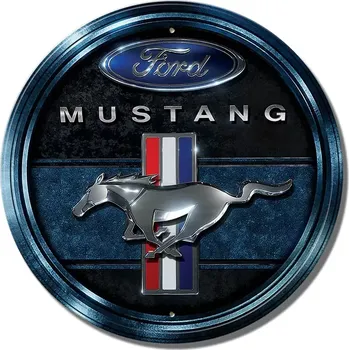 Plechová cedule PLECHOVÁ CEDULE FORD MUSTANG BLUE 30 CM