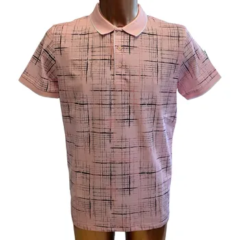 Pánská košile Pánská polo košile - jemně růžové barvy se vzorem - XL