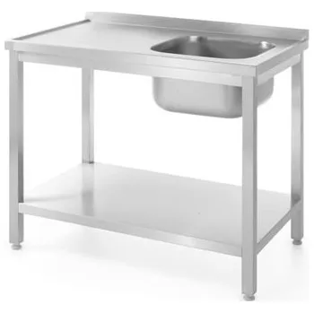 Hendi 811856 Stůl s jedním dřezem a policí 600x600x(H)850, montovaný