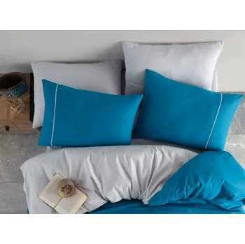 Povlečení Povlékáme.cz Prodloužené bavlněné povlečení Renforcé Roma modré 140x220 70x90