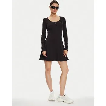 Dámské šaty Tommy Jeans Každodenní šaty Henley DW0DW18482 Černá Slim Fit XXS