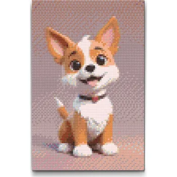 Diamantové malování Diamantové malování - Pejsek pro děti Velikost: 20x30cm, Rámování: Pouze srolované plátno, Diamanty: Čtvercové