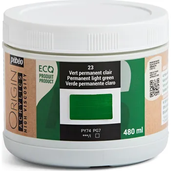 Výtvarná barva Akrylová barva Pébéo Origin Acrylics - 23 Permanent Light Green Objem: 480 ml