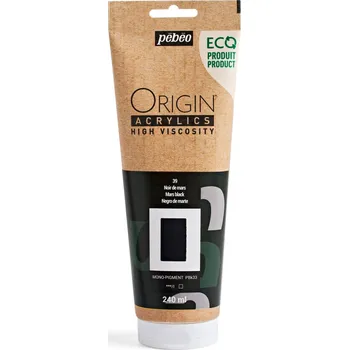 Vodová barva Akrylová barva Pébéo Origin Acrylics - 39 Mars Black Objem: 240 ml