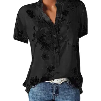 Dámská halenka Dámská halenka s květinovým vzorem Barva: Černá, Velikost: 2XL