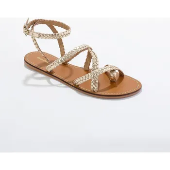 Dámské sandále Kožené páskové sandály zlatá 40