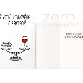 Přání s textem narozeninové vtipné + obálka - rovnováha