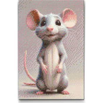 Diamantové malování Diamantové malování - Myška pro děti Velikost: 20x30cm, Rámování: Pouze srolované plátno, Diamanty: Kulaté