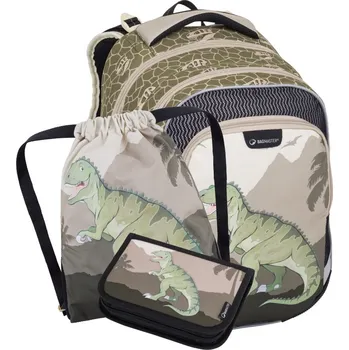 Set školních potřeb Bagmaster - Malý set pro prvňáčky LUMI 24 C DINOSAURUS (batoh,penál,sáček na cvičky) + gumovací pero Pilot Frixion