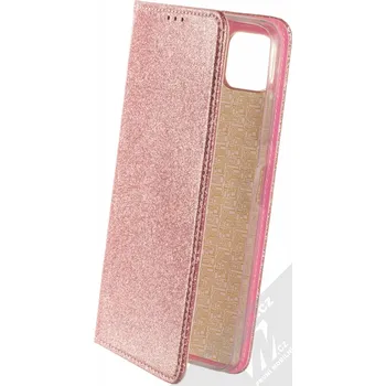 Pouzdro na mobilní telefon 1Mcz Shining Book třpytivé flipové pouzdro pro Samsung Galaxy A22 5G růžově zlatá (rose gold)