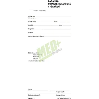 Tiskopis Žádanka na bakteriologické vyšetření, 100 ks v balení