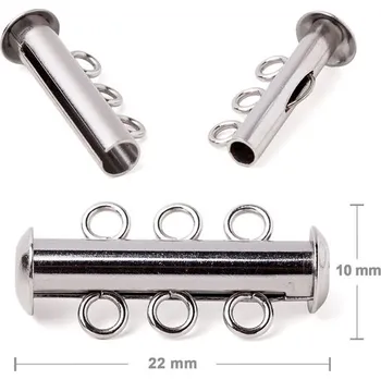 Materiál na výrobu šperku Bižuterní zapínání třířadé z chirurgické oceli 316L 22x10 mm