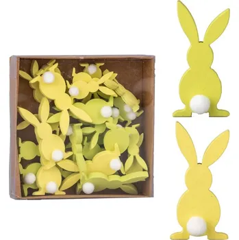 Velikonoční dekorace Dekorace dřevo 24 ks 25x45/15x35mm zajíčci v krabičce, zelená