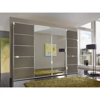 Šatní skříň Šatní skříň se skleněnými dveřmi WESTSIDE II dekor Havana/chrom