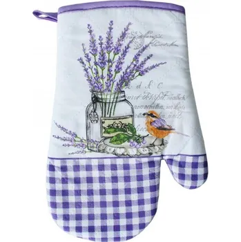 Chňapka Chňapka kuchyňská s magnetem a poutkem, dekor Levandule s ptáčkem